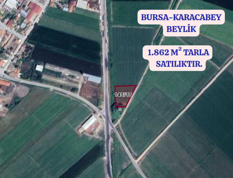 BURSA KARACABEY BEYLİK KÖYÜNDE 1.862  M² TARLA SATILIKTIR - BURSA KARACABEY fotoğraf 2