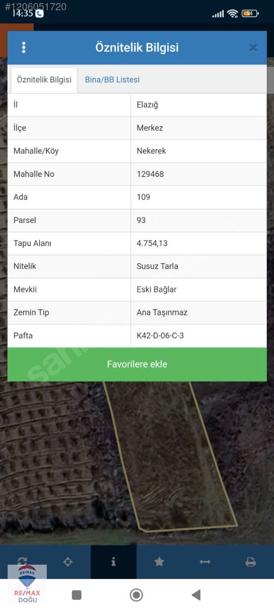 REMAX DOĞU'DAN NEKEREKTE SATILIK TARLA - ELAZIĞ MERKEZ fotoğraf 4
