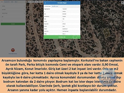 Korkuteli'nin en gözde parseli satışta... Otogar Karşısı Tepenin Üstü.... - ANTALYA KORKUTELİ fotoğraf 2