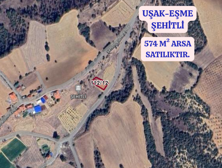 UŞAK EŞME ŞEHİTLİ KÖYÜNDE 574 M² ARSA SATILIKTIR - UŞAK EŞME fotoğraf 2
