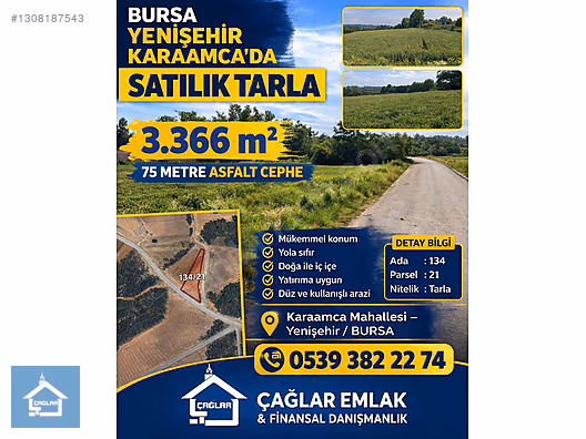 ÇAĞLAR'DAN KARAAMCA MH.DE 3366m2 Asfalt Cepheli Tarla - BURSA YENİŞEHİR fotoğraf 3