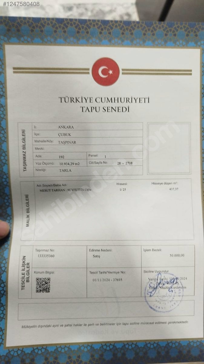 ANKARA ÇUBUK TAŞPINAR KÖYÜNDE TARLAMIZIN 440 M² Sİ SATILIKTIR - ANKARA ÇUBUK fotoğraf 6