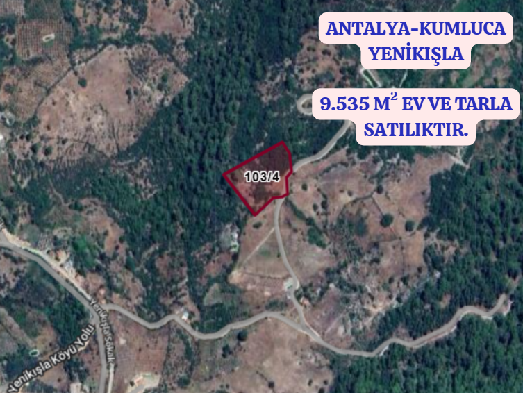 ANTALYA KUMLUCA YENİKIŞLA KÖYÜNDE 9.535 M²   EV VE TARLA  SATILIKTIR - ANTALYA KUMLUCA fotoğraf 2