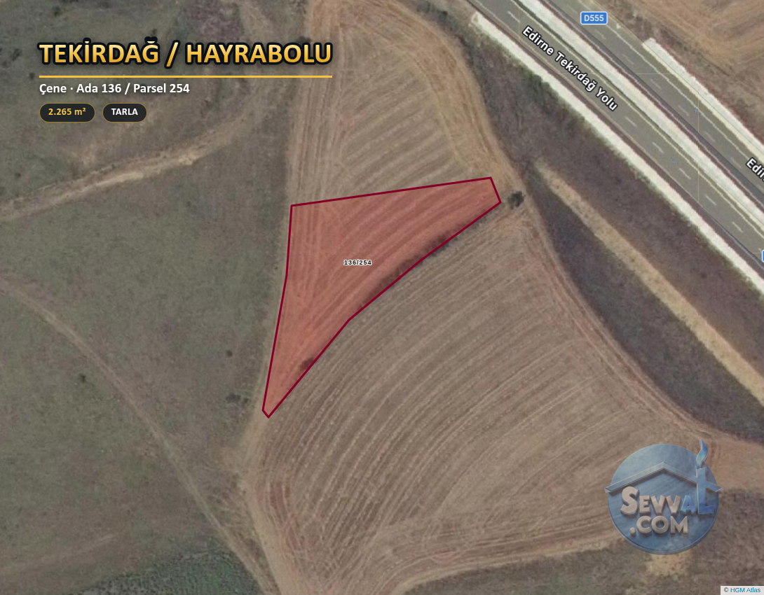TEKİRDAĞ HAYRABOLU ÇENE 2.266 m² SATILIK ARSA - TEKİRDAĞ HAYRABOLU fotoğraf 2