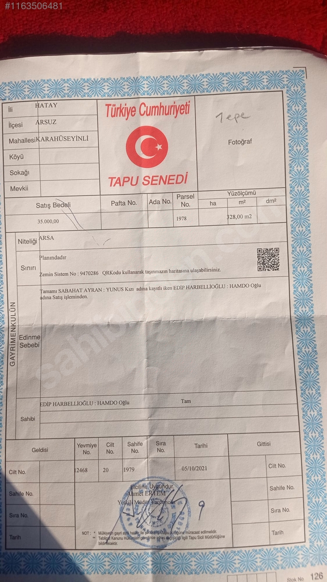 SATILIK FULL DENİZ MANZARALI İMARLI PARSEL 328 M²  - HATAY ARSUZ fotoğraf 2