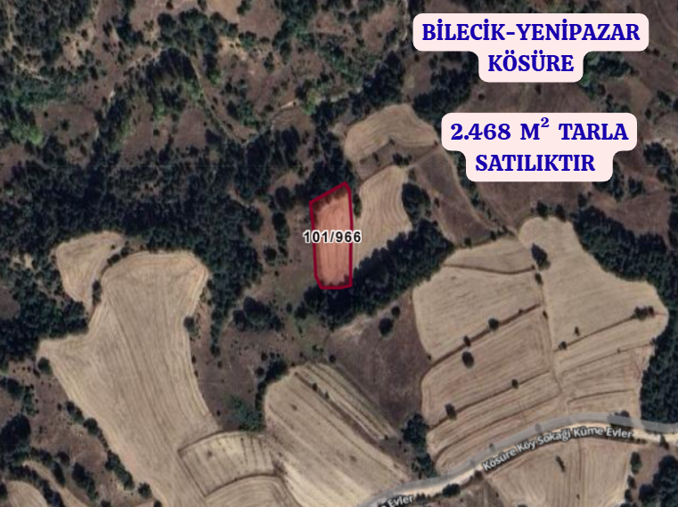 BİLECİK YENİPAZAR KÖSÜRE  KÖYÜNDE 2.468  M²  TARLA  SATILIKTIR - BİLECİK YENİPAZAR fotoğraf 2