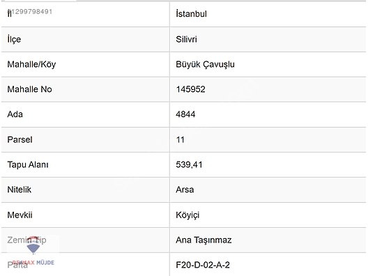 SİLİVRİ BÜYÜK ÇAVUŞLU MAH. 539 M2 İMARLI SATILIK ARSA - İSTANBUL SİLİVRİ fotoğraf 2