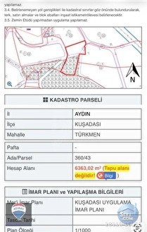 ŞEHIR MERKEZINE YAKIN 6381 M² SATILIK TARLA - AYDIN KUŞADASI fotoğraf 18
