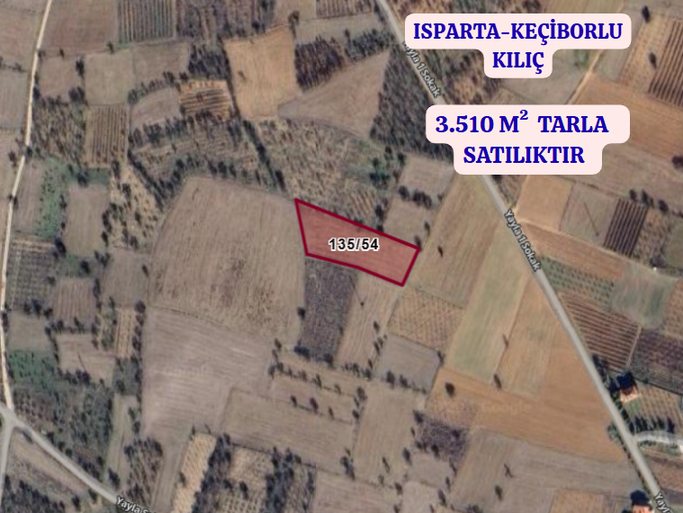 ISPARTA KEÇİBORLU KILIÇ  KÖYÜNDE  3.510  M²  TARLA SATILIKTIR - ISPARTA KEÇİBORLU fotoğraf 2