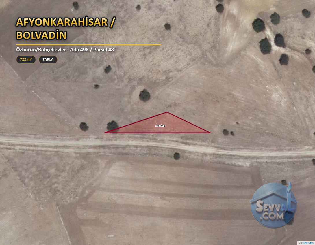 AFYONKARAHİSAR BOLVADİN ÖZBURUN/BAHÇELİEVLER 723 m² SATILIK ARSA - AFYONKARAHİSAR BOLVADİN fotoğraf 2