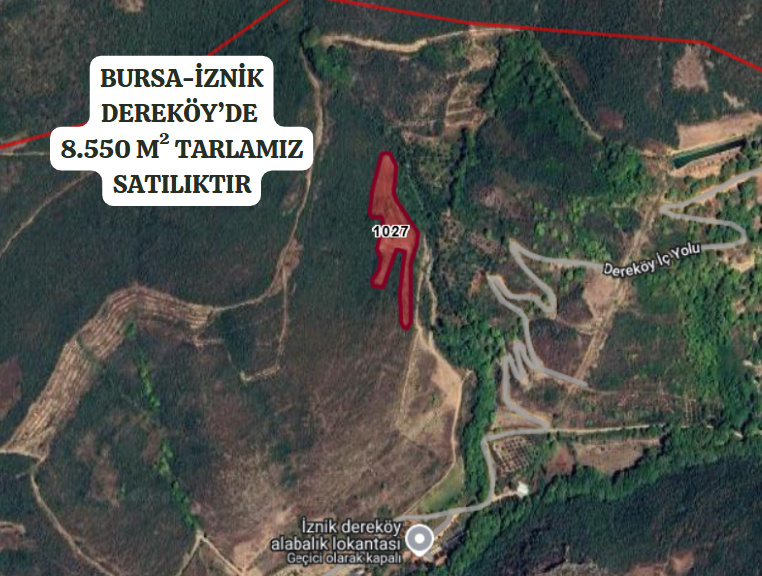 BURSA İZNİK DEREKÖY'DE 8.550 M²  TARLAMIZ SATILIKTIR - BURSA İZNİK fotoğraf 2