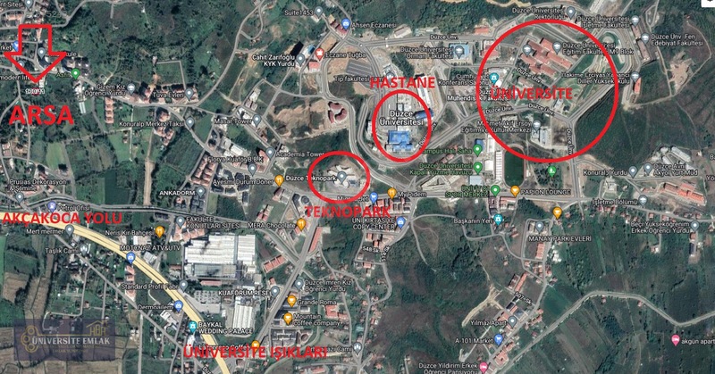 ÜNİVERSİTE EMLAKTAN KONURALP DE SATILIK ARSA 4 KAT İMARLI 508 M2