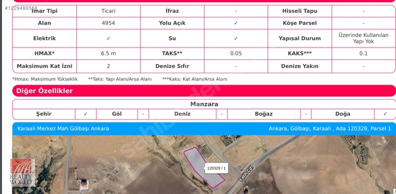 ANKARA GÖLBAŞI KARAALİ SATILIK YATIRIMLIK ARSA - ANKARA GÖLBAŞI fotoğraf 3