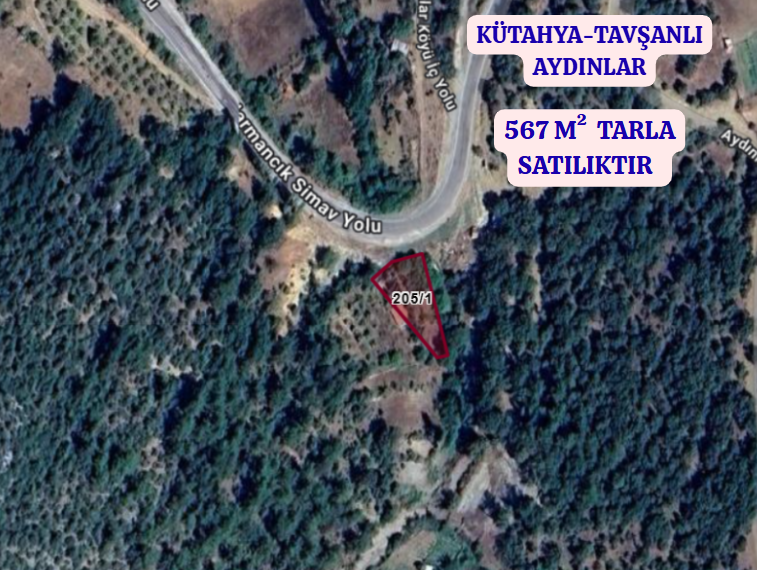 KÜTAHYA TAVŞANLI AYDINLAR  KÖYÜNDE 567 M²  TARLA  SATILIKTIR - KÜTAHYA TAVŞANLI fotoğraf 2