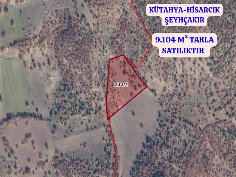 KÜTAHYA HİSARCIK ŞEYHÇAKIR  KÖYÜNDE 9.104 M²  TARLA SATILIKTIR - KÜTAHYA HİSARCIK fotoğraf 2