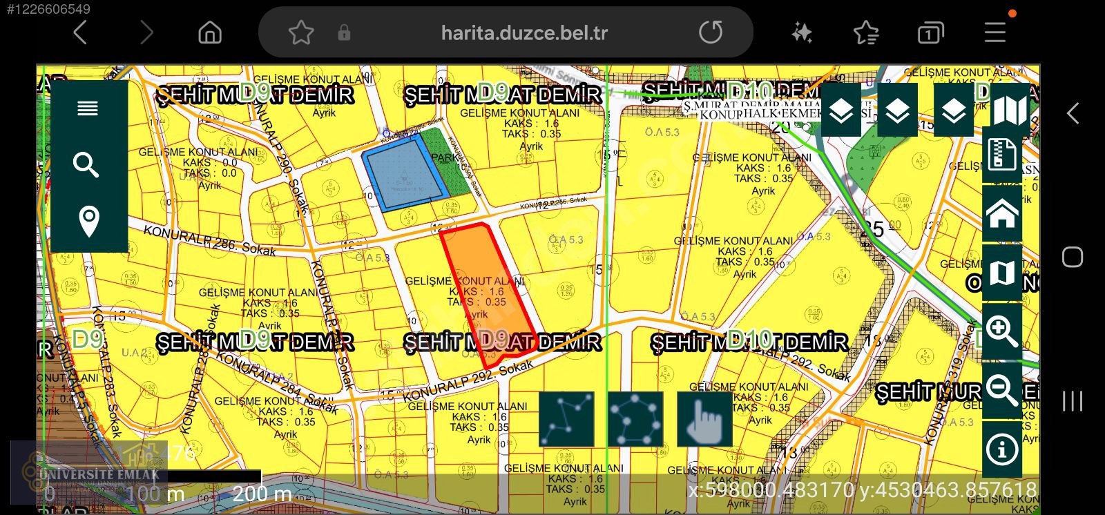 ÜNİVERSİTE EMLAKTAN KONURALP DE SATILIK ARSA 4 KAT İMARLI 6278M2 - DÜZCE MERKEZ fotoğraf 2