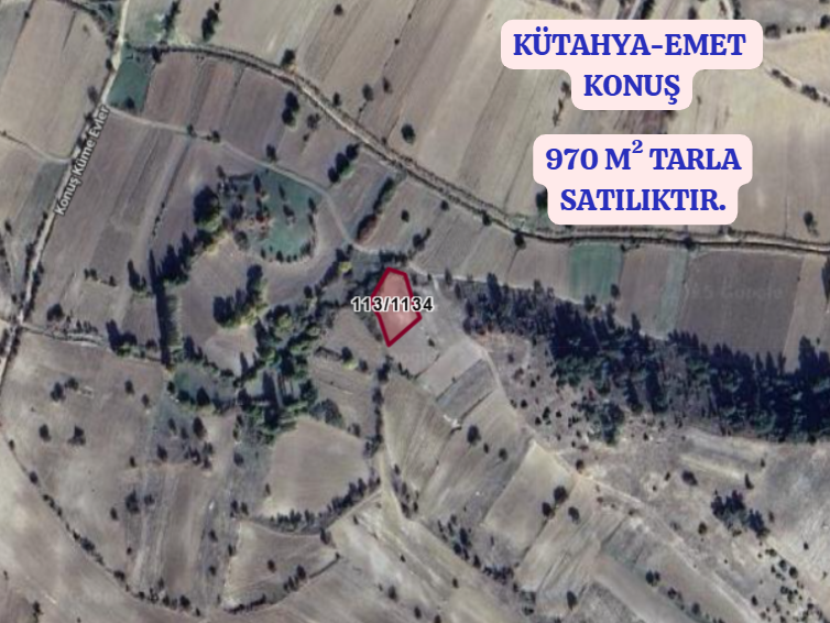 KÜTAHYA EMET KONUŞ   KÖYÜNDE 970  M² TARLA  SATILIKTIR - KÜTAHYA EMET fotoğraf 2