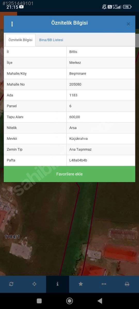Rahva köşe başı satılık arsa 600 M²  Bitlis / Merkez / Beş Minare Mh. - BİTLİS MERKEZ fotoğraf 3