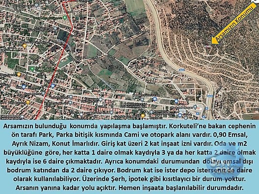 Korkuteli'nin en gözde parseli satışta... Otogar Karşısı Tepenin Üstü.... - ANTALYA KORKUTELİ fotoğraf 3