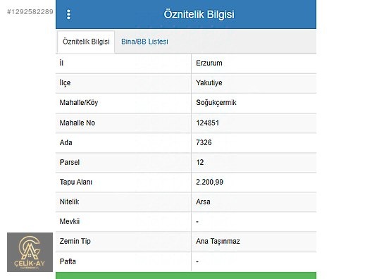 ÇELİK-AY GAYRİMENKUL'DEN YAKUTİYE'DE SATILIK SANAYİ ARSASI - ERZURUM YAKUTİYE fotoğraf 2