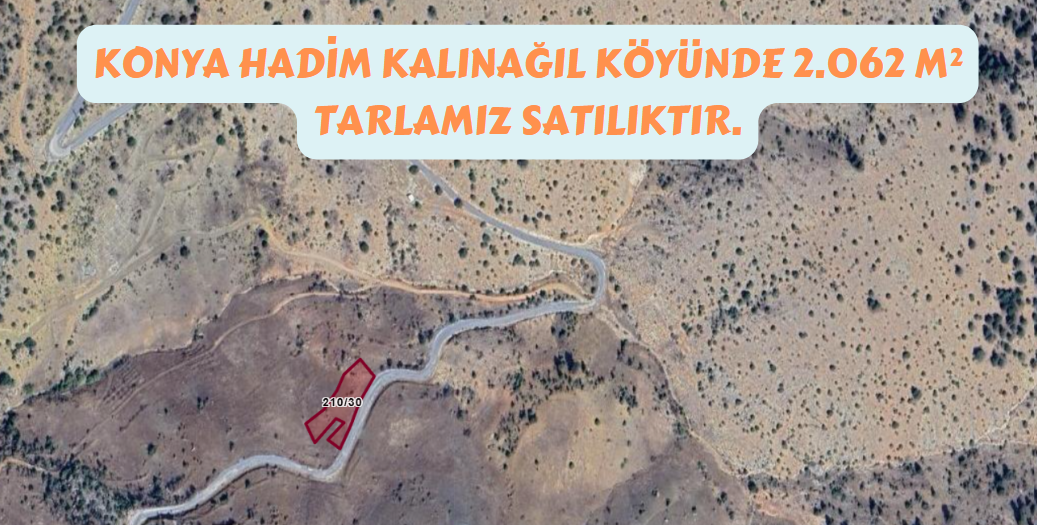 KONYA HADİM KALINAĞIL KÖYÜNDE 2.062M² TARLAMIZ SATILIKTIR. - KONYA HADİM fotoğraf 2