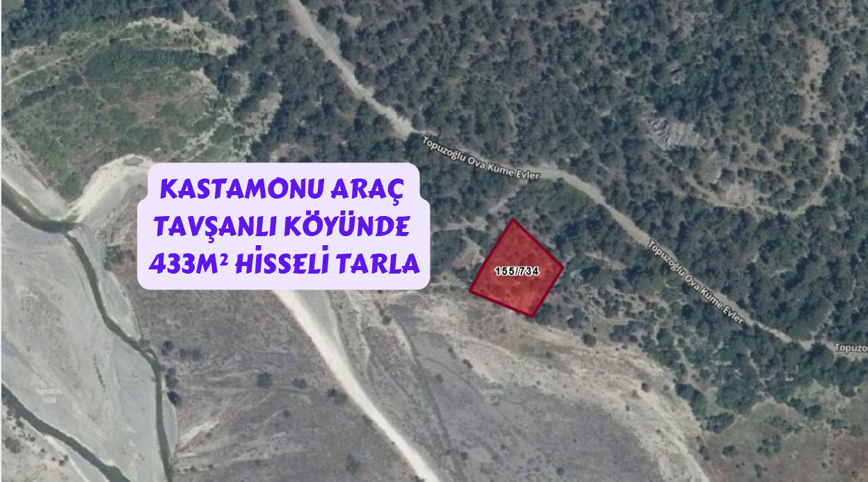 KASTAMONU ARAÇ TAVŞANLI KÖYÜNDE 433M² HİSSELİ TARLAMIZ SATILIK. - KASTAMONU ARAÇ fotoğraf 2