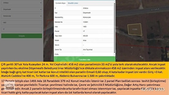 30'luk Yola Cepheli, Köşebaşı, Ayrık Nizam, 0,60 Emsal, Yatırımlık Ticari + Konu - ANTALYA DÖŞEMEALTI fotoğraf 34
