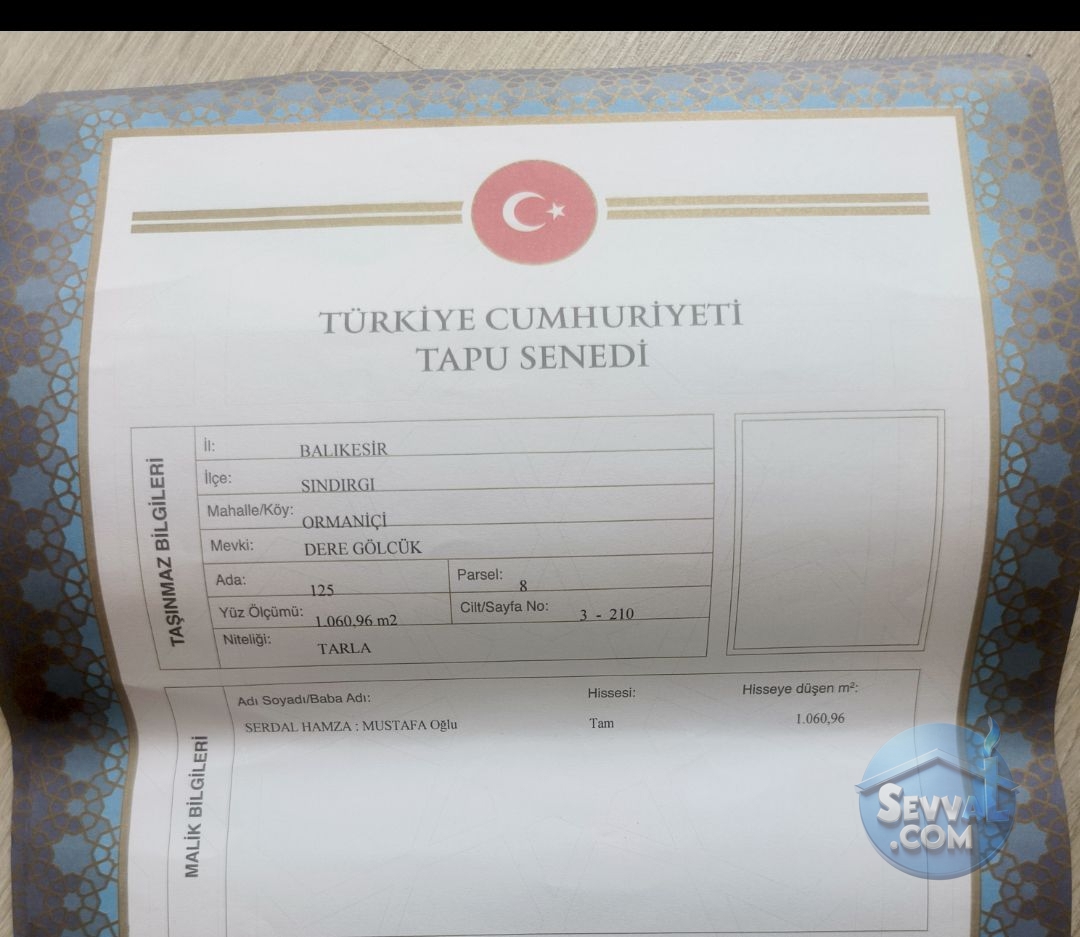BALIKESİR SINDIRGI DA TELEFON PARASINA 1060 M2 TARLA - Balıkesir Sındırgı fotoğraf 2
