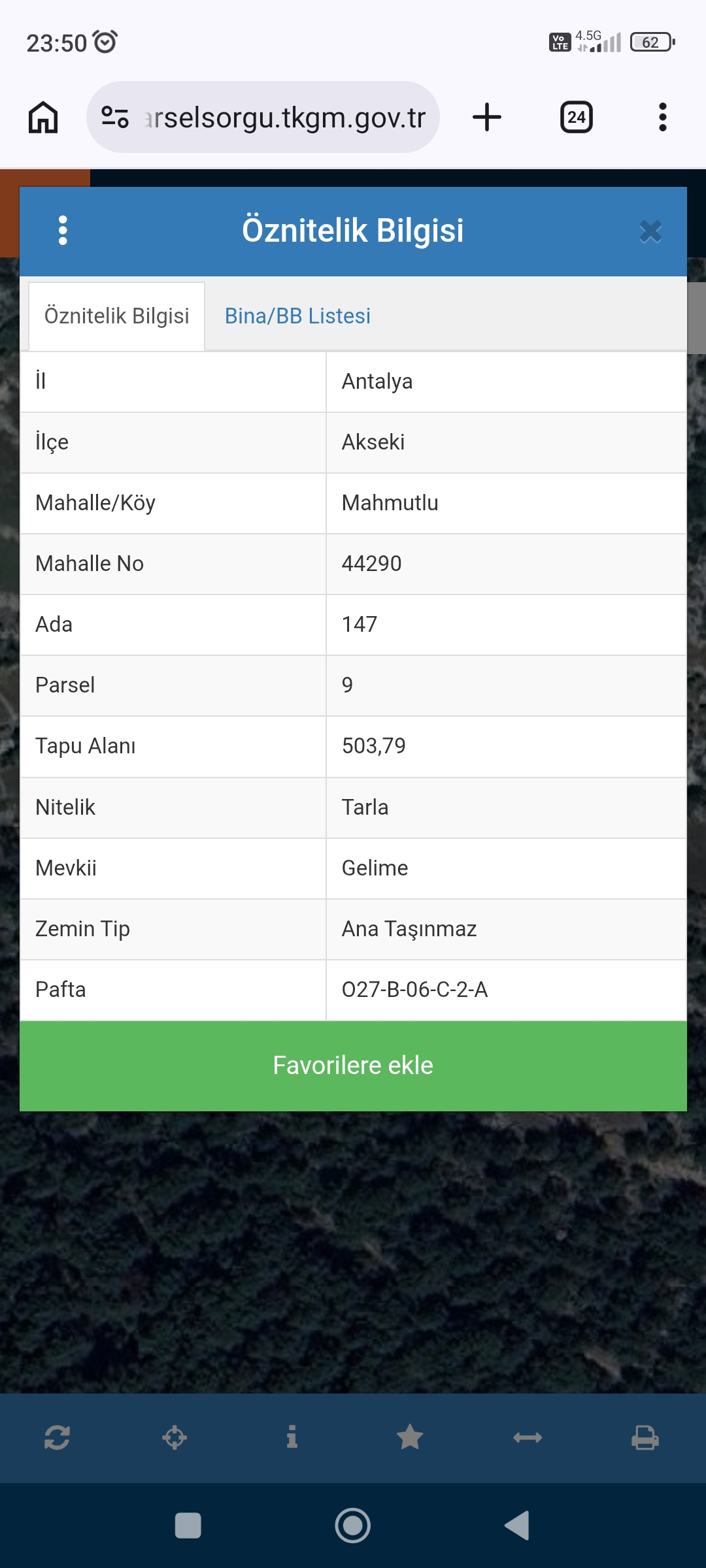 Antalya Akseki Mahmutlu 504 m2 köye yakın 
