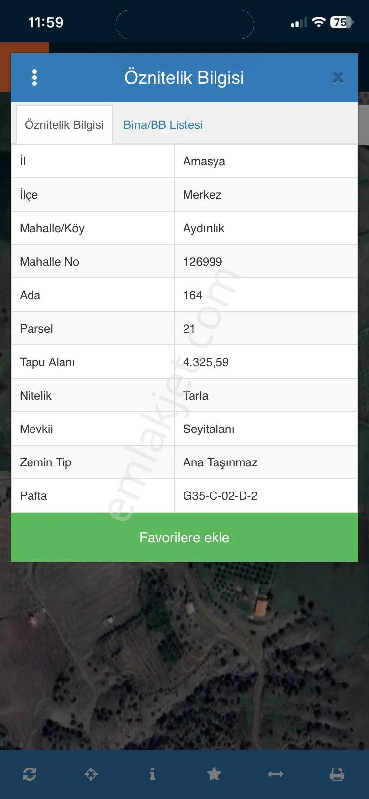 Amasya Aydınlık Köyü Satılık Tarla 4325 Mk.