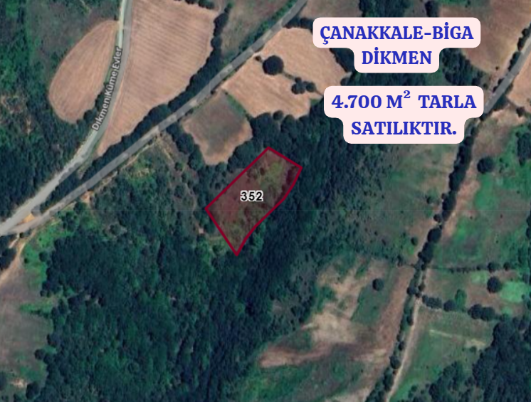 ÇANAKKALE BİGA DİKMEN   KÖYÜNDE 4.700  M² TARLA  SATILIKTIR - ÇANAKKALE BİGA fotoğraf 2