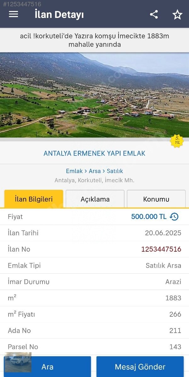 acil !korkuteli'de Yazıra komşu İmecikte 1883m mahalle yanında - ANTALYA KORKUTELİ fotoğraf 15