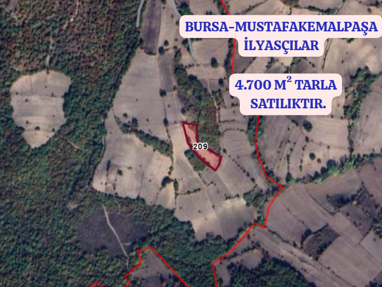 BURSA MUSTAFAKEMALPAŞA İLYASÇILAR  KÖYÜNDE  4.700 M² TARLA SATILIKTIR. - BURSA MUSTAFAKEMALPAŞA fotoğraf 2