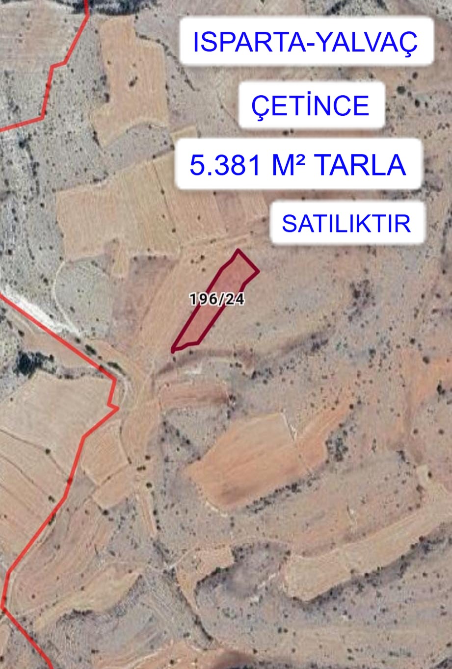 ISPARTA YALVAÇ ÇETİNCE KÖYÜ 5.381M² TARLA SATILIKTIR - ISPARTA YALVAÇ fotoğraf 3