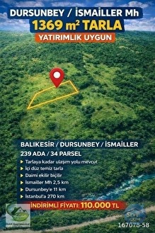 🚨 DURSUNBEY İSMAİLLER'DE 1.369 M² DÜMDÜZ VERİMLİ YATIRIMLIK TARLA 🚨 - BALIKESİR DURSUNBEY fotoğraf 4