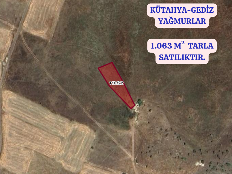KÜTAHYA GEDİZ YAĞMURLAR  KÖYÜNDE 1.063 M²  TARLA  SATILIKTIR - KÜTAHYA GEDİZ fotoğraf 2