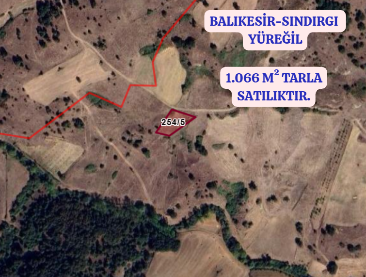 BALIKESİR SINDIRGI YÜREĞİL  KÖYÜNDE 1.066 M² TARLA SATILIKTIR - BALIKESİR SINDIRGI fotoğraf 2