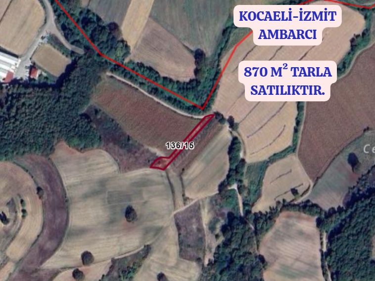 KOCAELİ İZMİT  AMBARCI  KÖYÜNDE 870 M²  TARLA  SATILIKTIR - KOCAELİ İZMİT fotoğraf 2