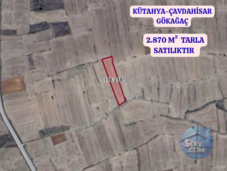 KÜTAHYA ÇAVDARHİSAR GÖKAĞAÇ  KÖYÜNDE  2.870 M²  TARLA SATILIKTIR - KÜTAHYA ÇAVDARHİSAR fotoğraf 2