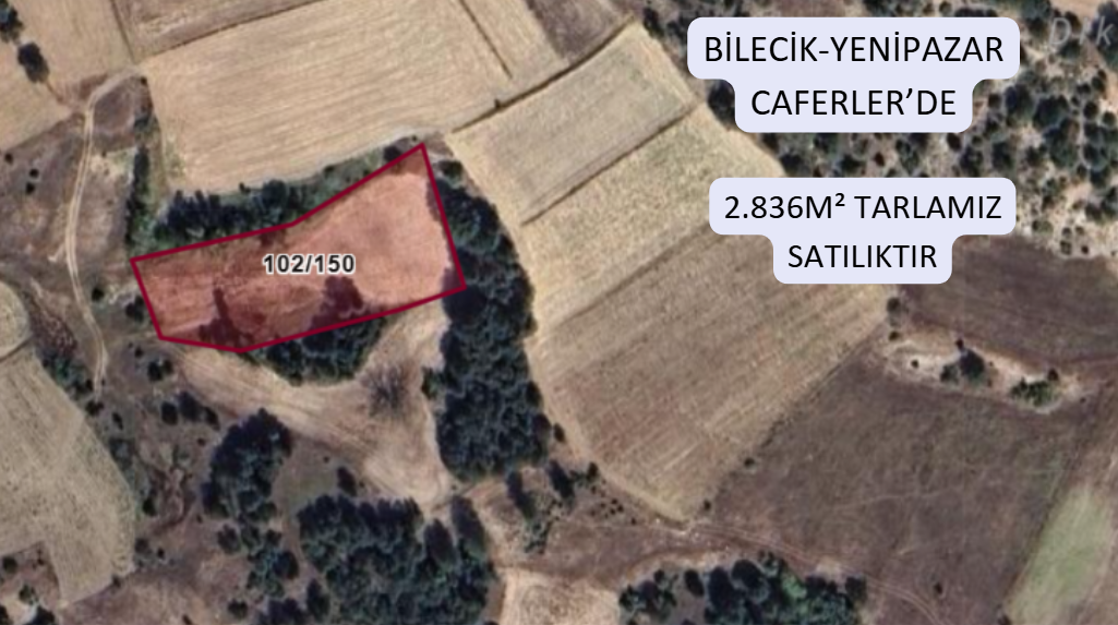 BİLECİK YENİPAZAR CAFERLER KÖYÜNDE 2.836 M² TARLA SATILIKTIR. - BİLECİK YENİPAZAR fotoğraf 2