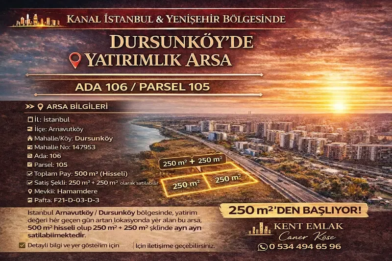 🏡 ARNAVUTKÖY DURSUNKÖY’DE İMARLI HİSSELİ ARSA – 675.000 TL - İSTANBUL ARNAVUTKÖY fotoğraf 3