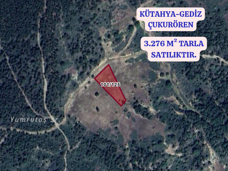 KÜTAHYA GEDİZ ÇUKURÖREN   KÖYÜNDE 3.276  M² TARLA  SATILIKTIR - KÜTAHYA GEDİZ fotoğraf 2