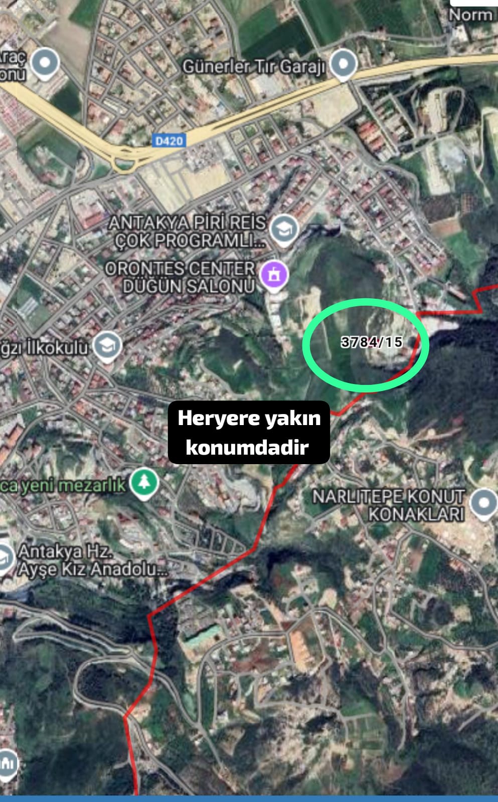 FIRSAT! 469m² arsa 3 kat İmarli Zemini kaya! Hatay / Antakya / Narlıca Mh. - HATAY ANTAKYA fotoğraf 2