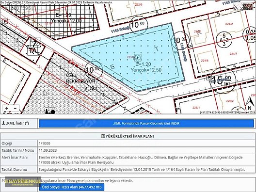 Erenler'de Sosyal Tesis Alanında Satılık 309 m² Arsa - SAKARYA ERENLER fotoğraf 9