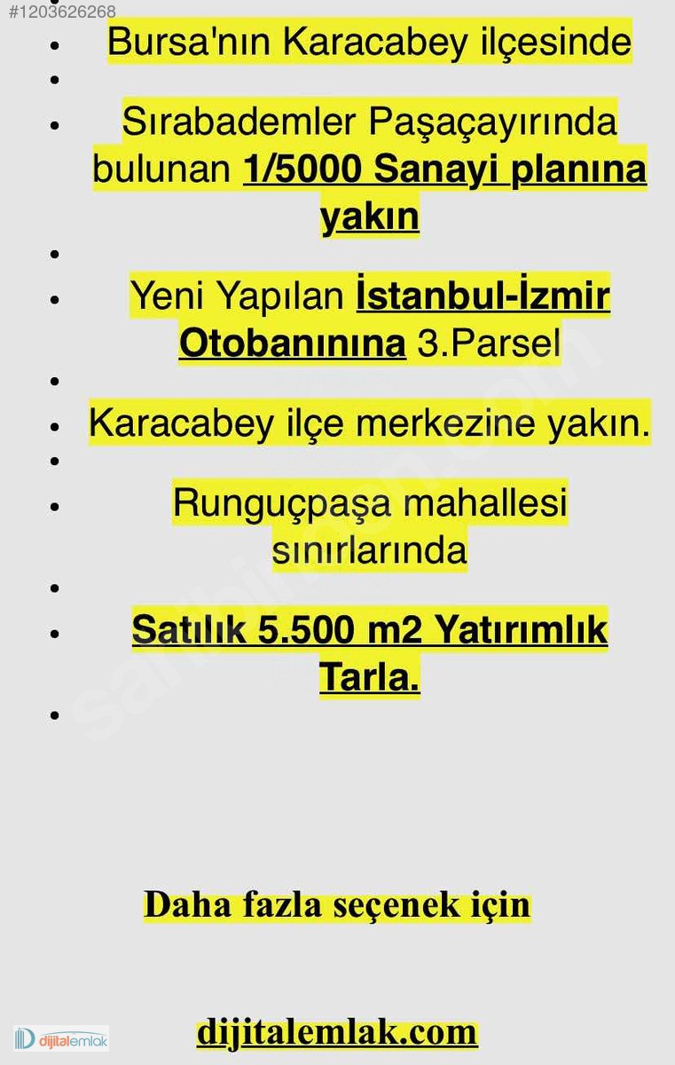 Karacabeyde Otobana ve Yerleşime Yakın Yatırımlık 5.300m2 Tarla - BURSA KARACABEY fotoğraf 10