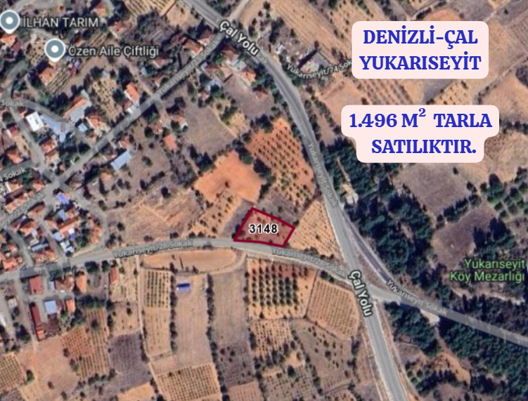 DENİZLİ ÇAL YUKARISEYİT KÖYÜNDE 1.496 M²  TARLA SATILIKTIR - DENİZLİ ÇAL fotoğraf 2
