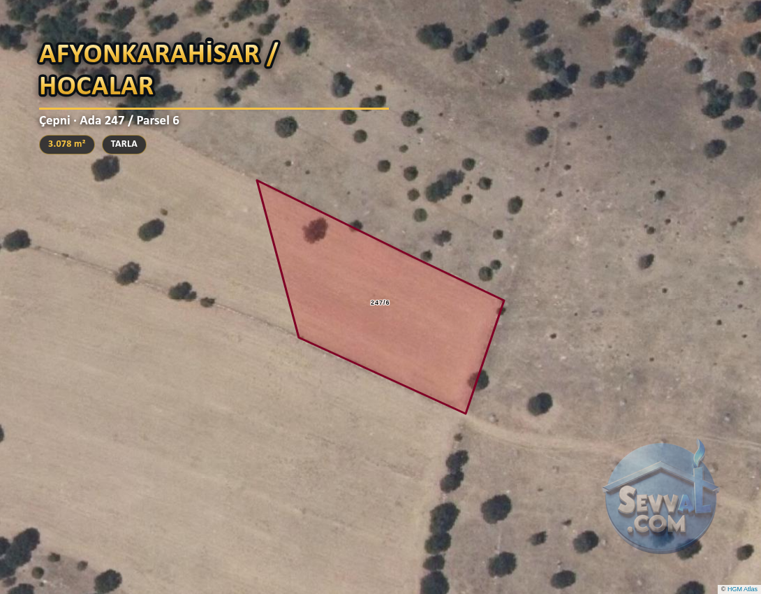 AFYONKARAHİSAR HOCALAR ÇEPNİ 3.078 m² SATILIK ARSA - AFYONKARAHİSAR HOCALAR fotoğraf 2