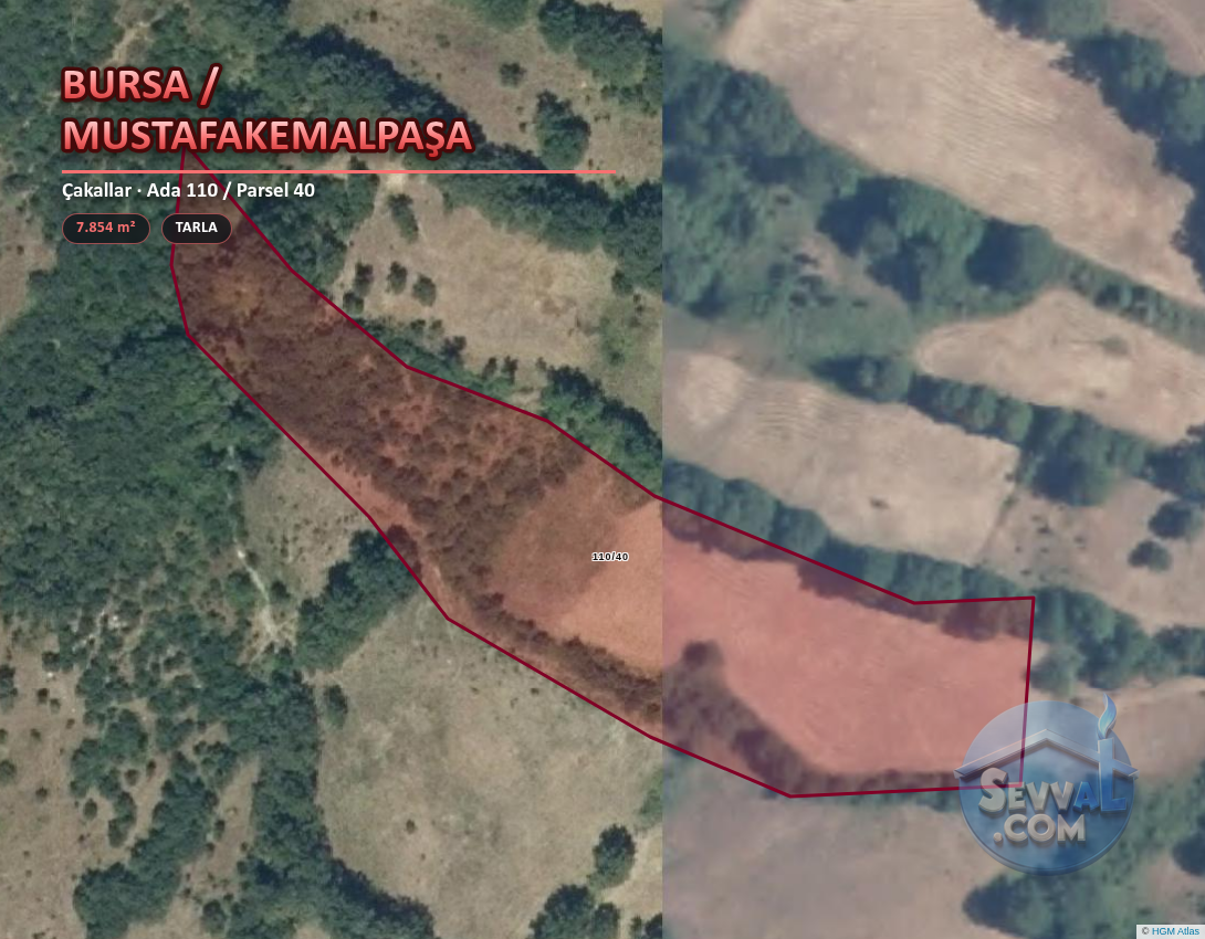 BURSA MUSTAFAKEMALPAŞA ÇAKALLAR 7.854 m² SATILIK TARLA - BURSA MUSTAFAKEMALPAŞA fotoğraf 3