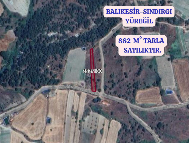 BALIKESİR SINDIRGI YÜREĞİL  KÖYÜNDE  882  M² TARLA SATILIKTIR. - BALIKESİR SINDIRGI fotoğraf 2