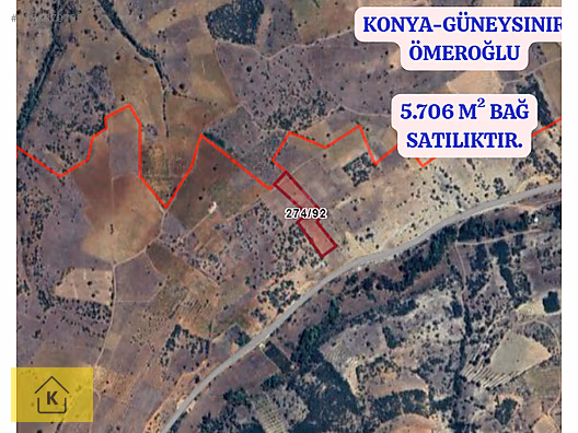 KONYA GÜNEYSINIR ÖMEROĞLU KÖYÜNDE 5.706 M² BAĞ SATILIKTIR - KONYA GÜNEYSINIR fotoğraf 8